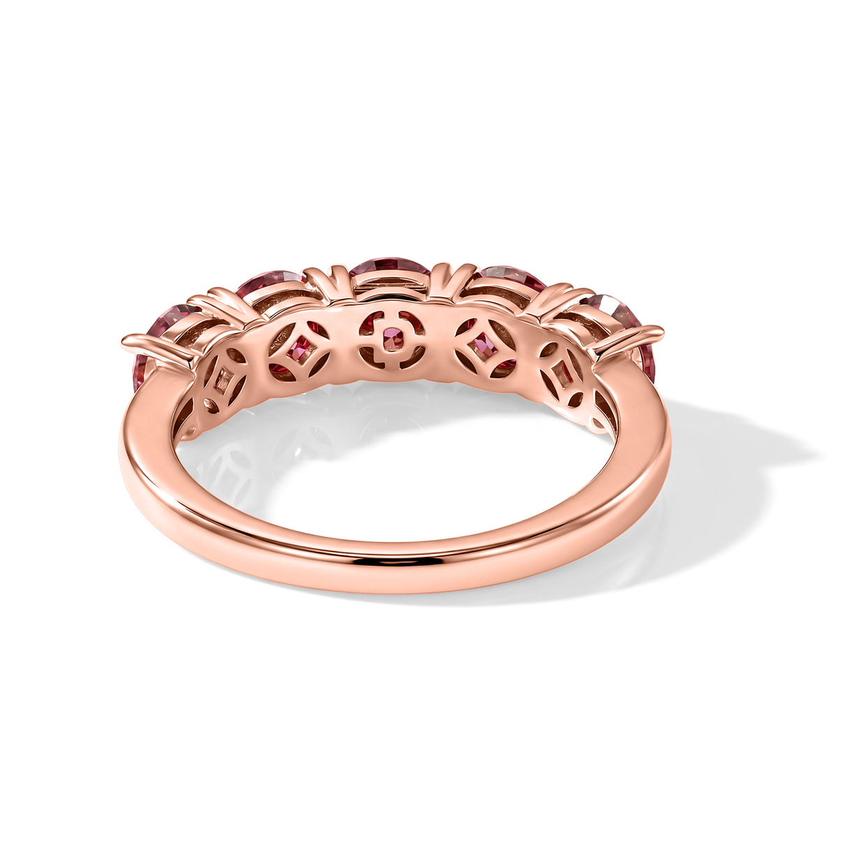 D'Joy - Pink Moissanite 5 Stone Band Ring in Rose Gold Plated Sterling Silver 2.25 Ct. 8622141 4