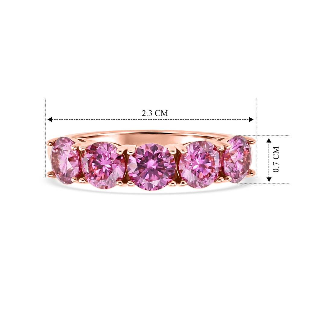 D'Joy - Pink Moissanite 5 Stone Band Ring in Rose Gold Plated Sterling Silver 2.25 Ct._8622141_5