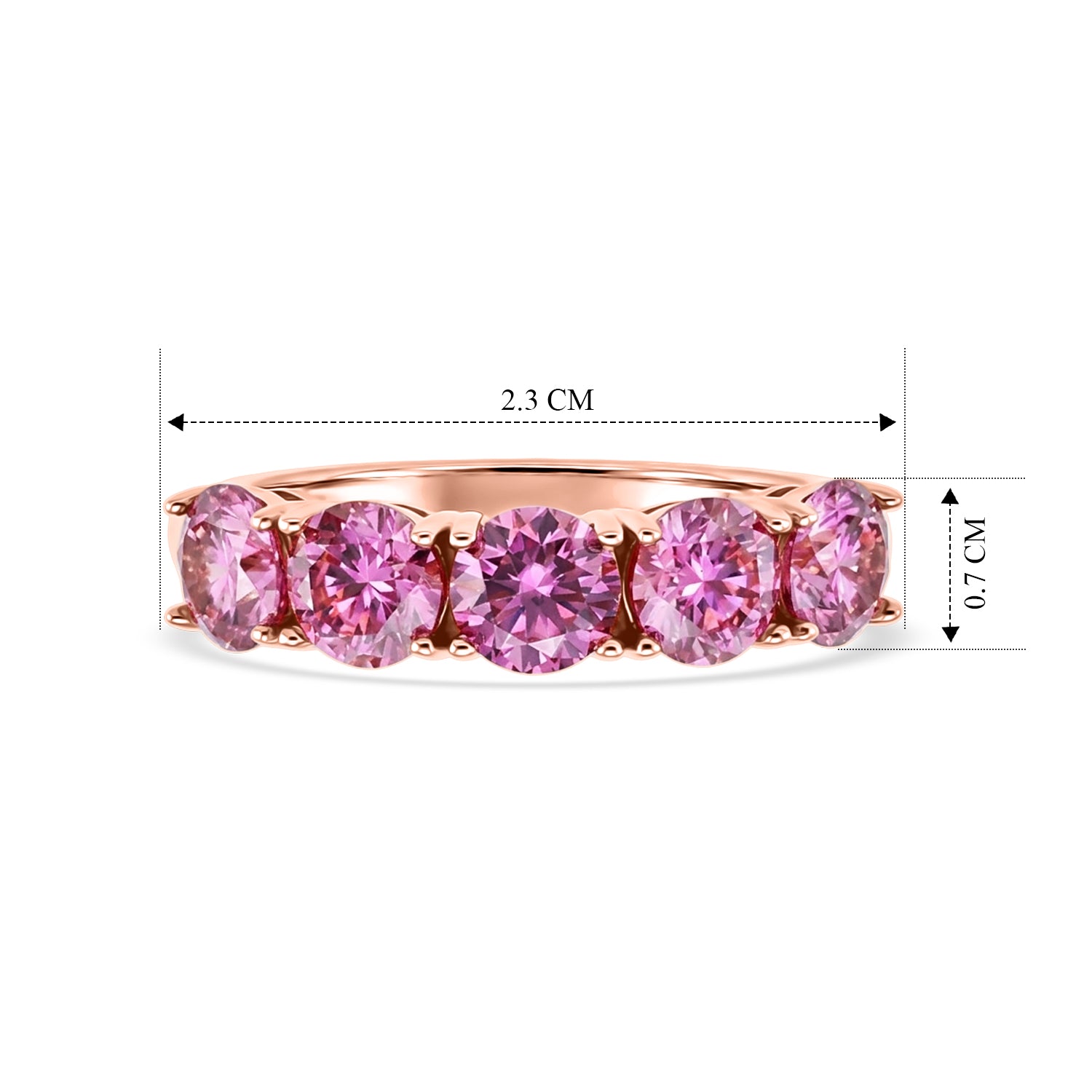 D'Joy - Pink Moissanite 5 Stone Band Ring in Rose Gold Plated Sterling Silver 2.25 Ct. 8622141 5
