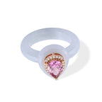 D'Joy - Pink Moissanite, White Moissanite with White Jade Classic Ring in Rose Gold Plated Sterling Silver 22.37 Ct._8622179