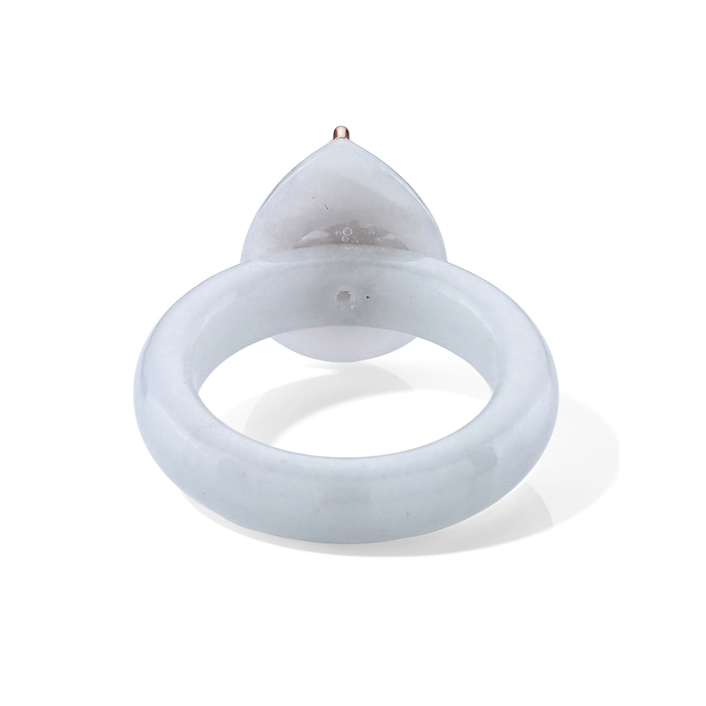 D'Joy - Pink Moissanite, White Moissanite with White Jade Classic Ring in Rose Gold Plated Sterling Silver 22.37 Ct._8622179_4