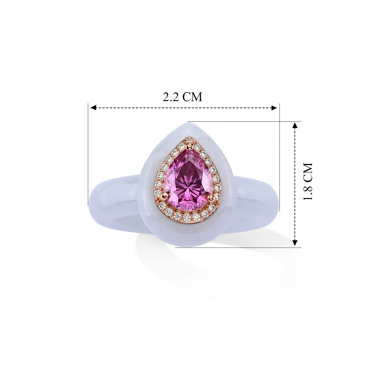 D'Joy - Pink Moissanite, White Moissanite with White Jade Classic Ring in Rose Gold Plated Sterling Silver 22.37 Ct. 8622179 5