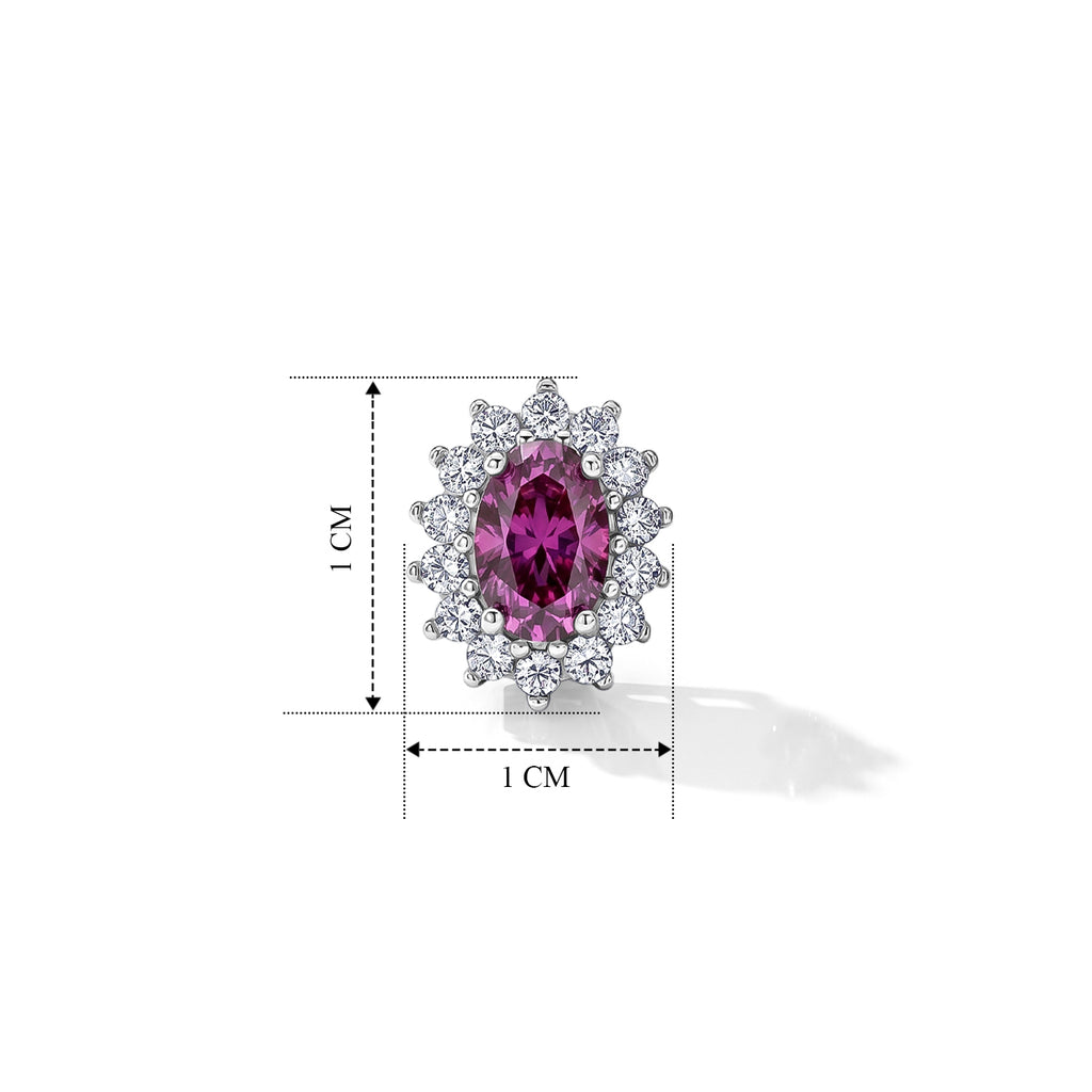 D'Joy - Pink Moissanite & Moissanite Halo Earring with Push Back in Rhodium Overlay Sterling Silver 1.32 Ct._8622187_5