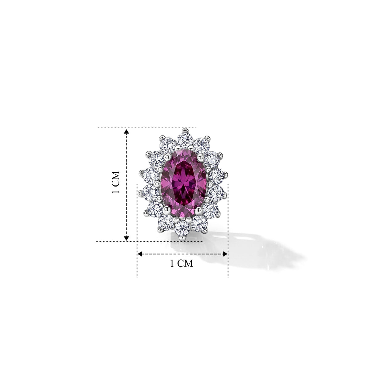 D'Joy - Pink Moissanite &amp; Moissanite Halo Earring with Push Back in Rhodium Overlay Sterling Silver 1.32 Ct. V32514952 5