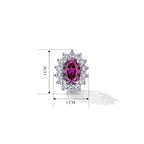 D'Joy - Pink Moissanite & Moissanite Halo Earring with Push Back in Rhodium Overlay Sterling Silver 1.32 Ct._8622187_5