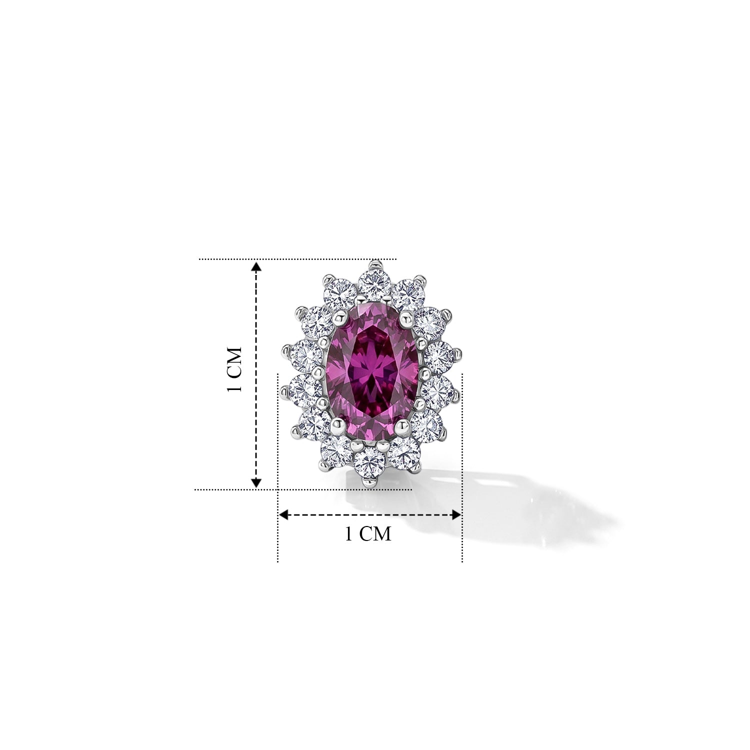 D'Joy - Pink Moissanite &amp; Moissanite Halo Earring with Push Back in Rhodium Overlay Sterling Silver 1.32 Ct. V32514952 5