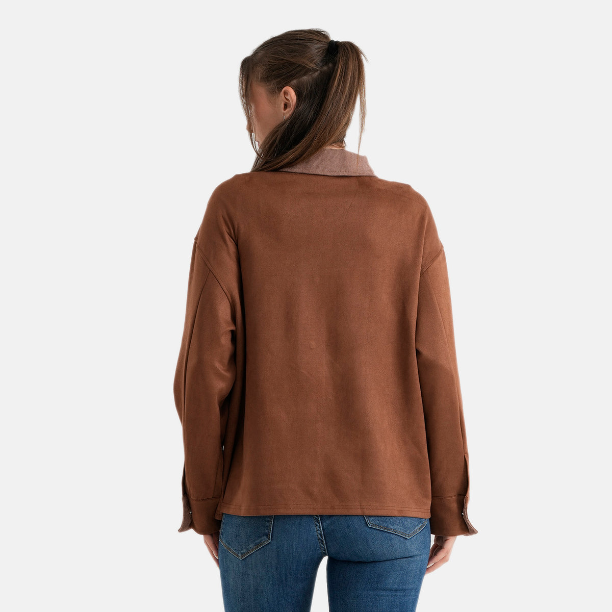 La Marey Womens Button-Through Shacket with Contrast Collar (Size S-M, 8-14) - Tan 8622224 2