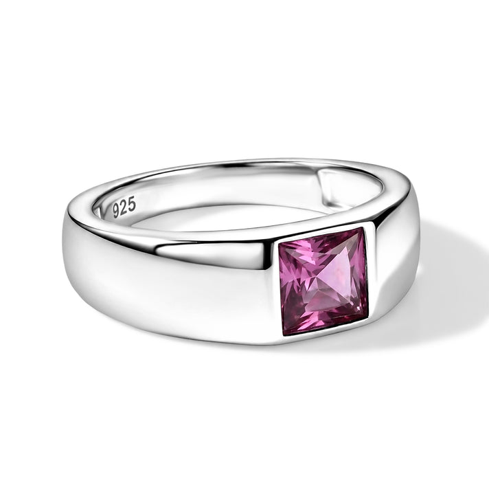 D'Joy - Pink Moissanite Solitaire Band Ring in Rhodium Overlay Sterling Silver 8622257 1