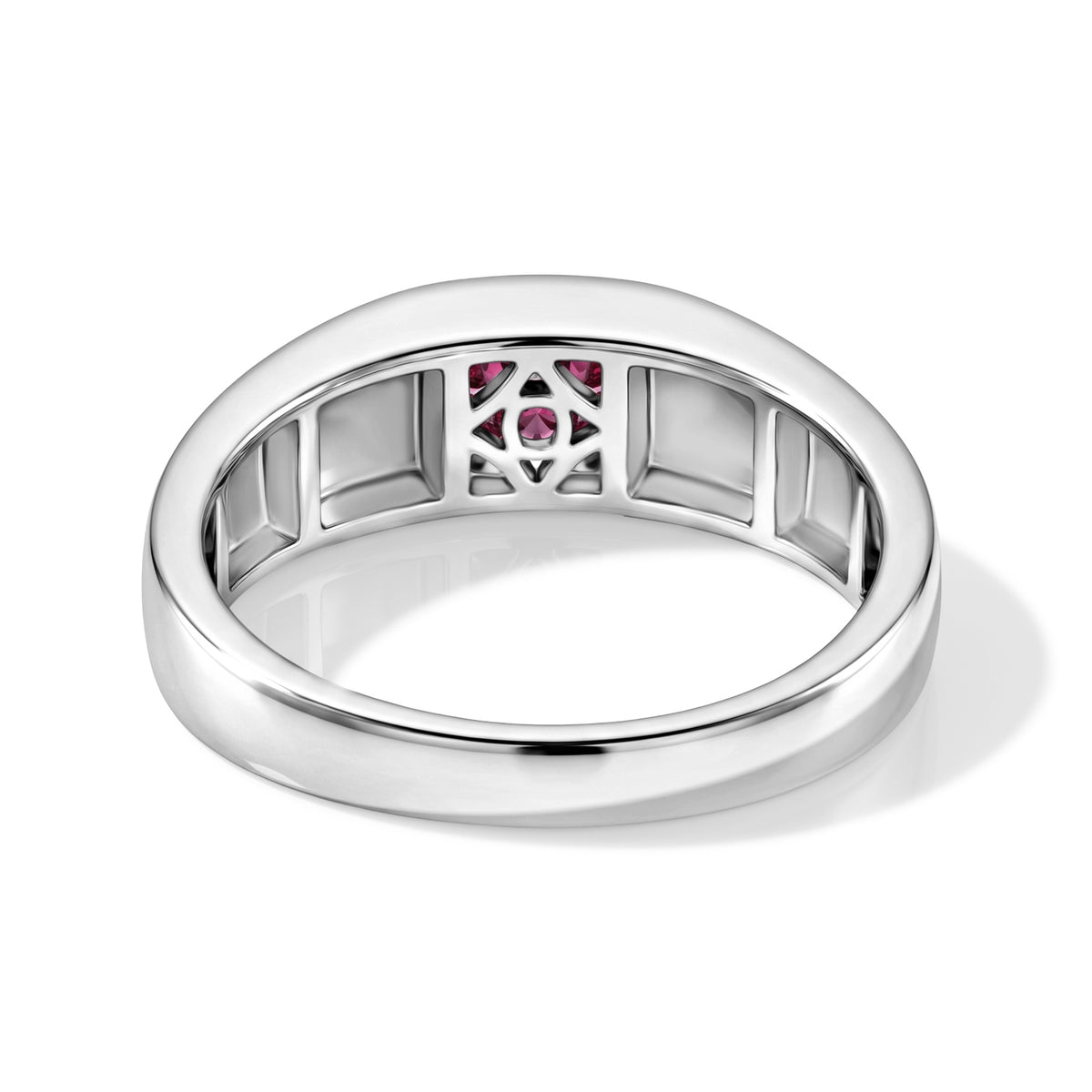 D'Joy - Pink Moissanite Solitaire Band Ring in Rhodium Overlay Sterling Silver 8622257 3