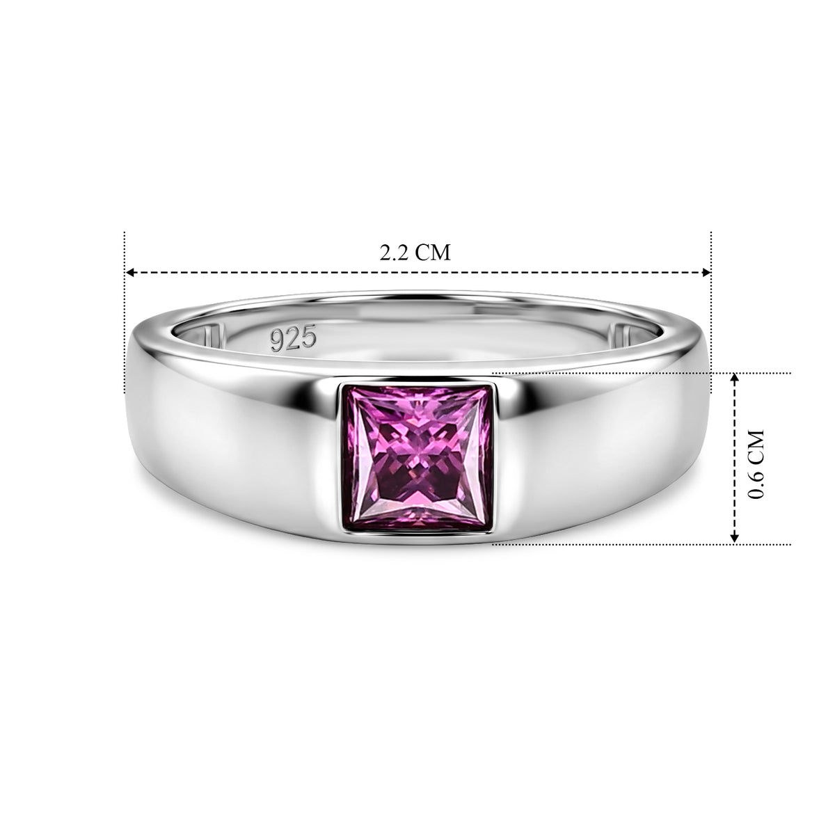 D'Joy - Pink Moissanite Solitaire Band Ring in Rhodium Overlay Sterling Silver 8622257 4