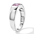 D'Joy - Pink Moissanite Solitaire Band Ring in Rhodium Overlay Sterling Silver_8622258_2