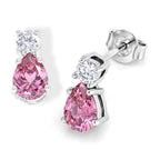 D'Joy - Pink Moissanite & Moissanite Drop Earring with Push Back in Rhodium Overlay Sterling Silver 1.88 Ct._8622264