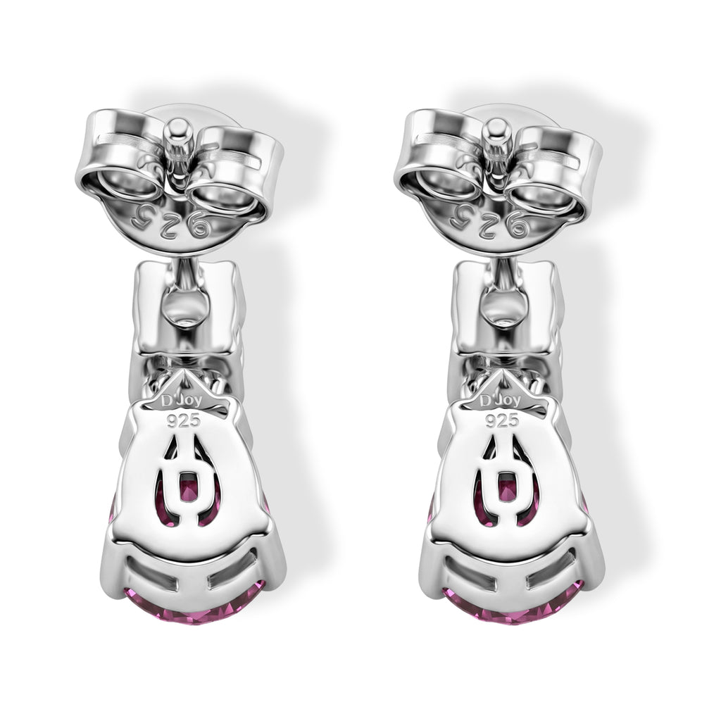 D'Joy - Pink Moissanite & Moissanite Drop Earring with Push Back in Rhodium Overlay Sterling Silver 1.88 Ct._8622264_3
