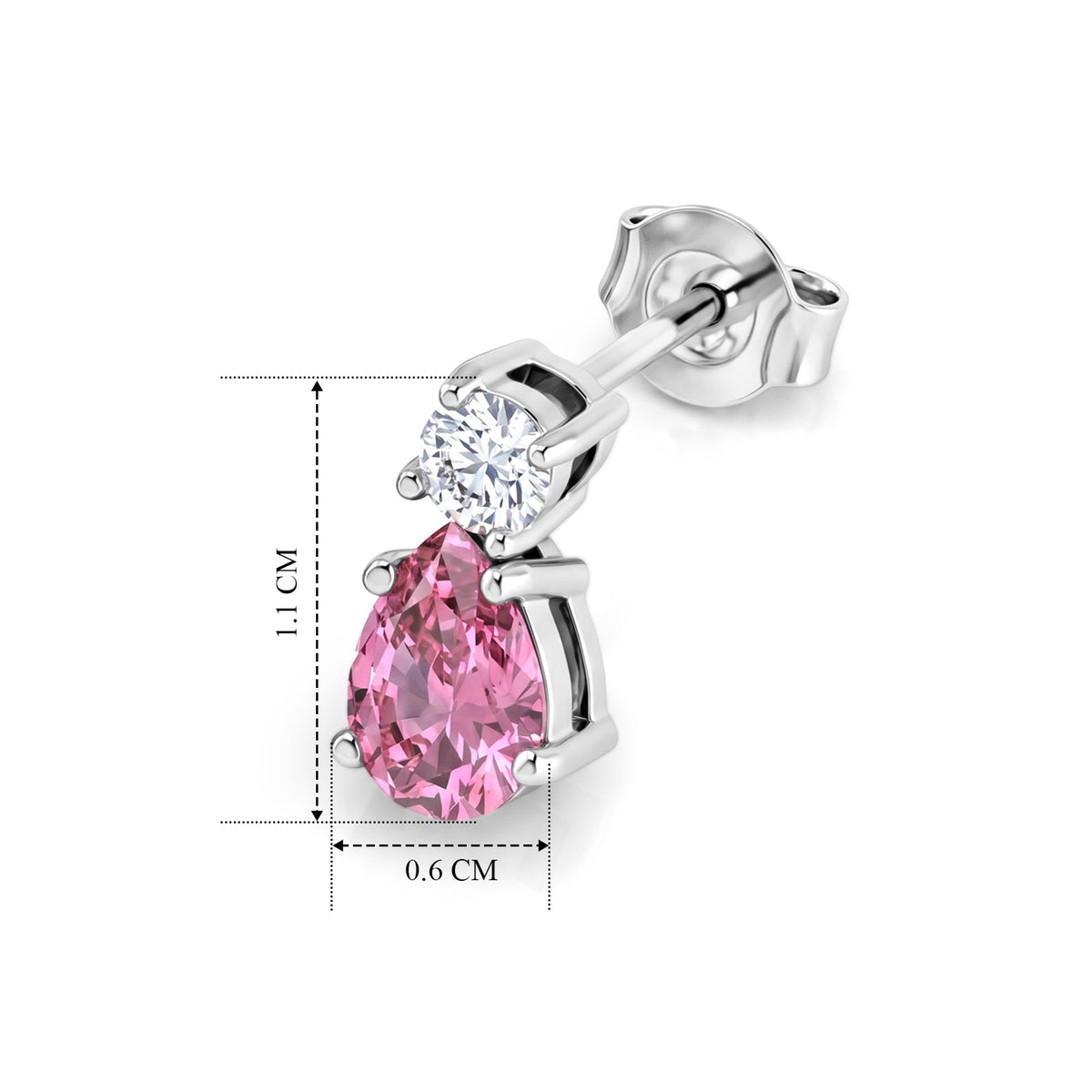 D'Joy - Pink Moissanite &amp; Moissanite Drop Earring with Push Back in Rhodium Overlay Sterling Silver 1.88 Ct. V32573132 4