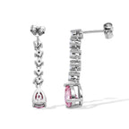D'Joy - Pink Moissanite & Moissanite Drop Earring with Push Back in Rhodium Overlay Sterling Silver 3.00 Ct._8622268_3