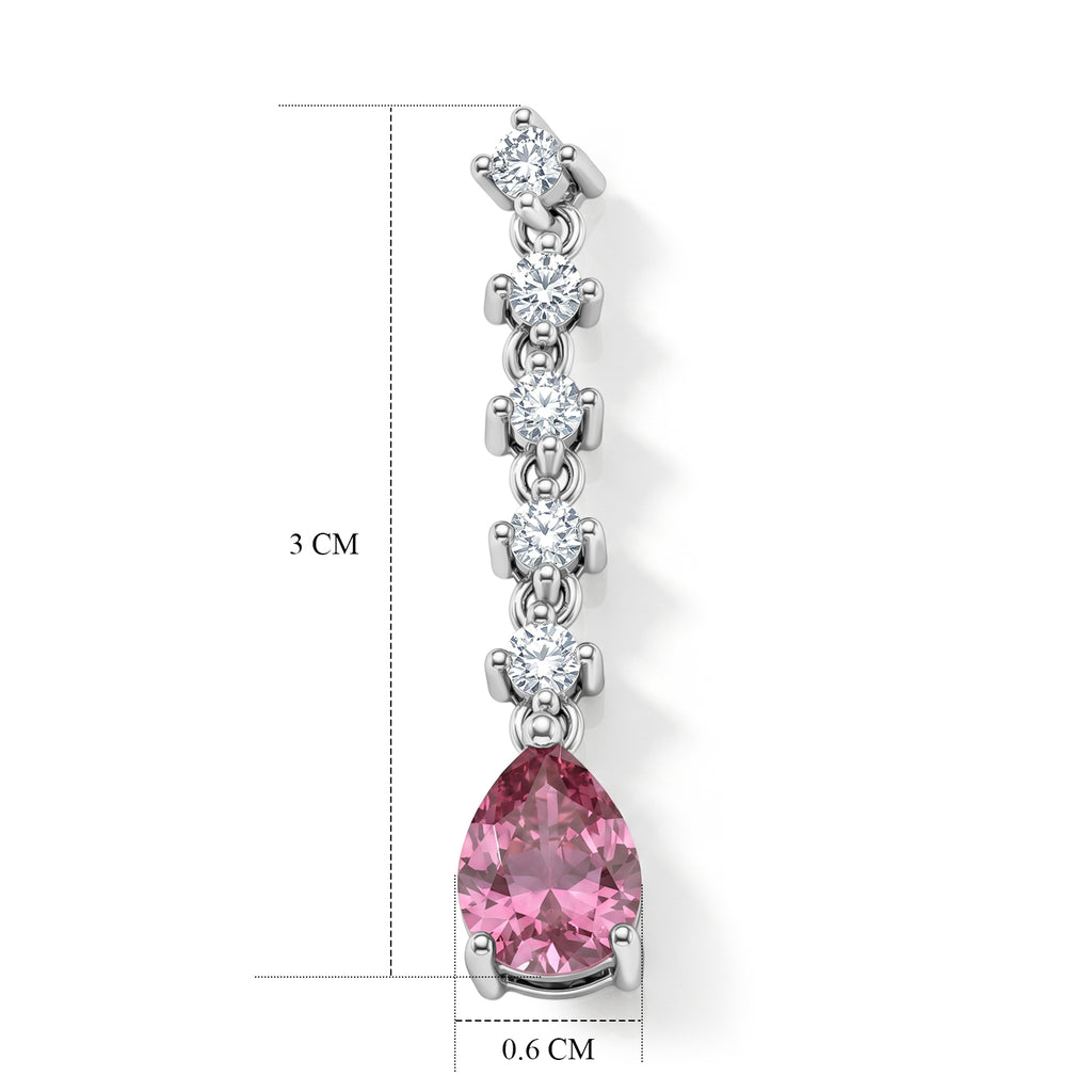 D'Joy - Pink Moissanite & Moissanite Drop Earring with Push Back in Rhodium Overlay Sterling Silver 3.00 Ct._8622268_4