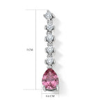 D'Joy - Pink Moissanite & Moissanite Drop Earring with Push Back in Rhodium Overlay Sterling Silver 3.00 Ct._8622268_4