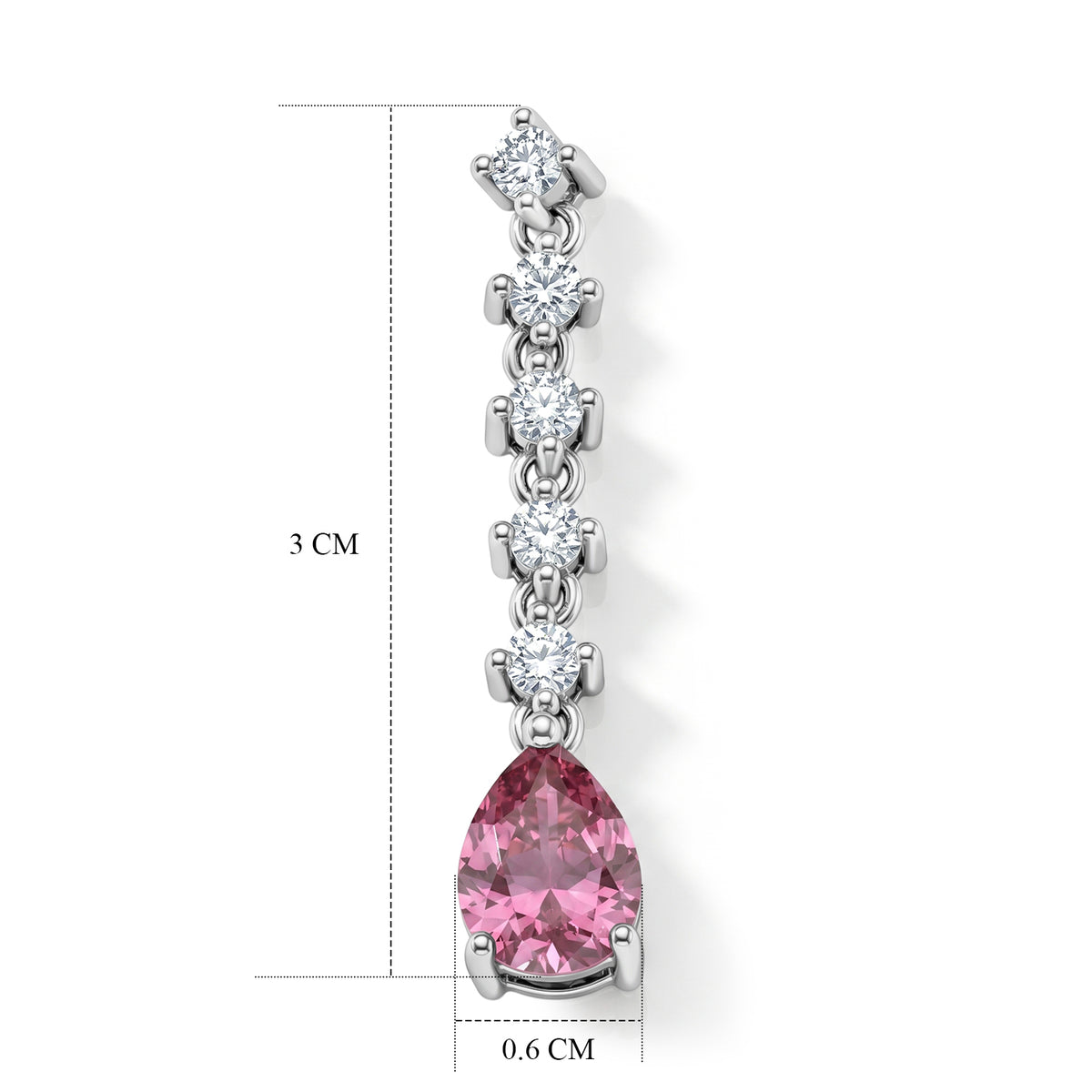 D'Joy - Pink Moissanite &amp; Moissanite Drop Earring with Push Back in Rhodium Overlay Sterling Silver 3.00 Ct. V32569976 4