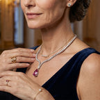 D'Joy - Pink Moissanite & Moissanite Drop Necklace (Size - 18) in Rhodium Overlay Sterling Silver 52.38 Ct, Silver Wt. 28.00 Gms_8622297_2
