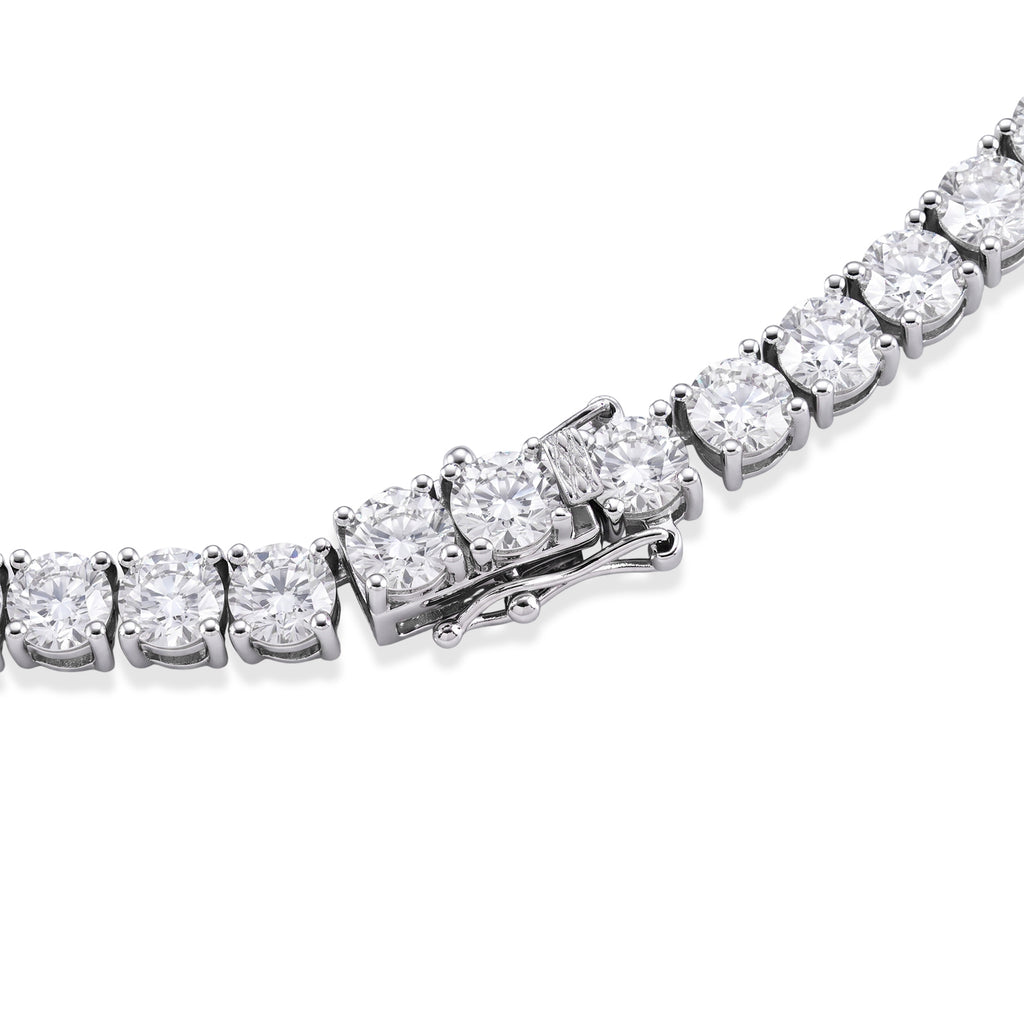 D'Joy - Pink Moissanite & Moissanite Drop Necklace (Size - 18) in Rhodium Overlay Sterling Silver 52.38 Ct, Silver Wt. 28.00 Gms_8622297_3