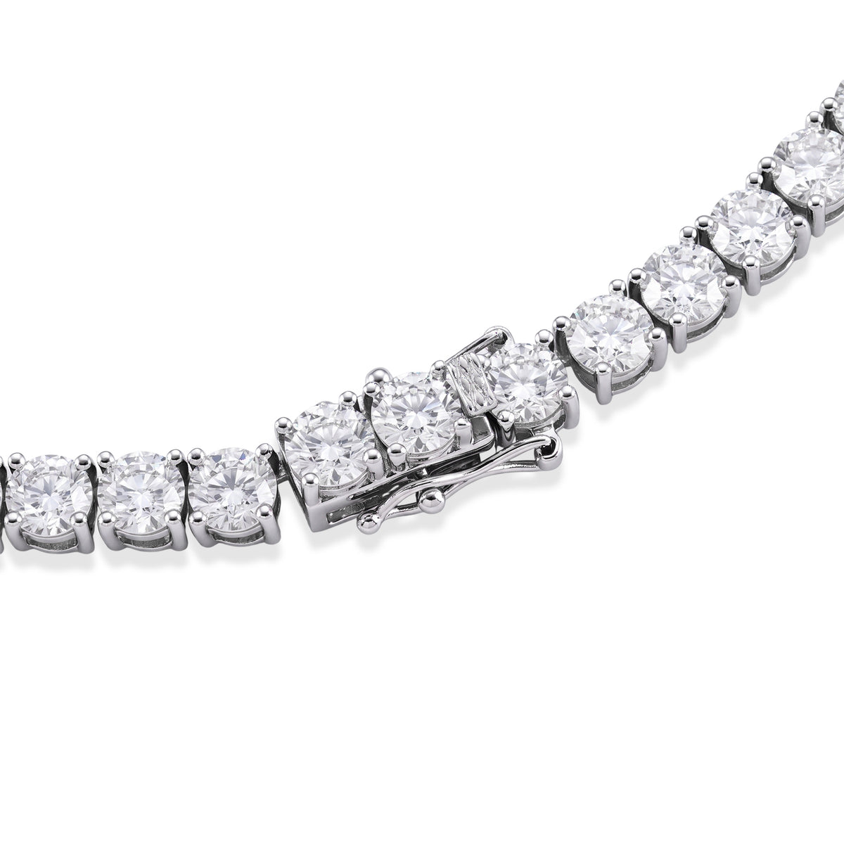D'Joy - Pink Moissanite &amp; Moissanite Drop Necklace (Size - 18) in Rhodium Overlay Sterling Silver 52.38 Ct, Silver Wt. 28.00 Gms V32575198 3