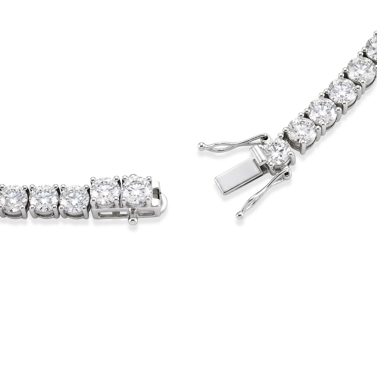 D'Joy - Pink Moissanite &amp; Moissanite Drop Necklace (Size - 18) in Rhodium Overlay Sterling Silver 52.38 Ct, Silver Wt. 28.00 Gms V32575198 4