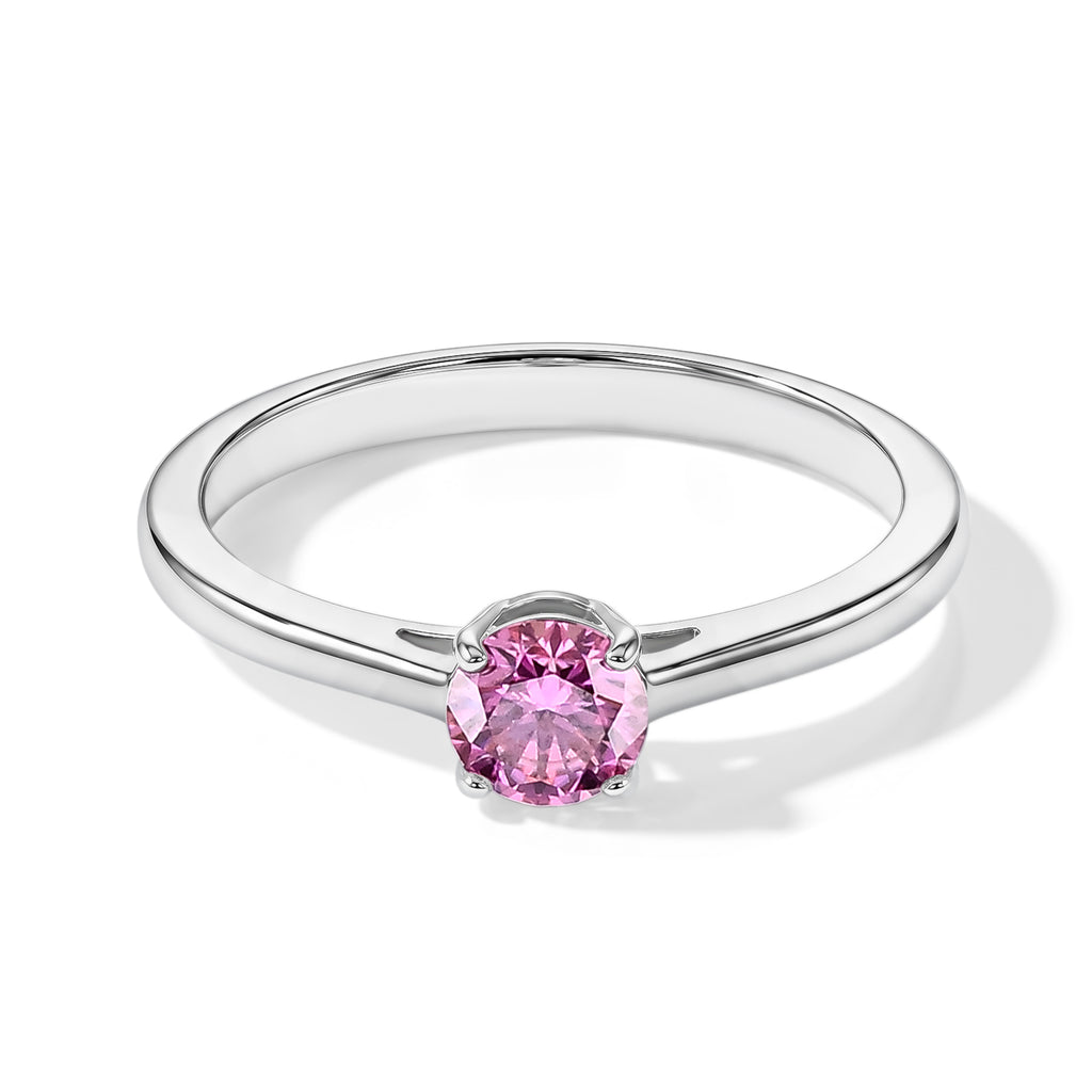 D'Joy - Pink Moissanite Solitaire Ring in Rhodium Overlay Sterling Silver_8622299