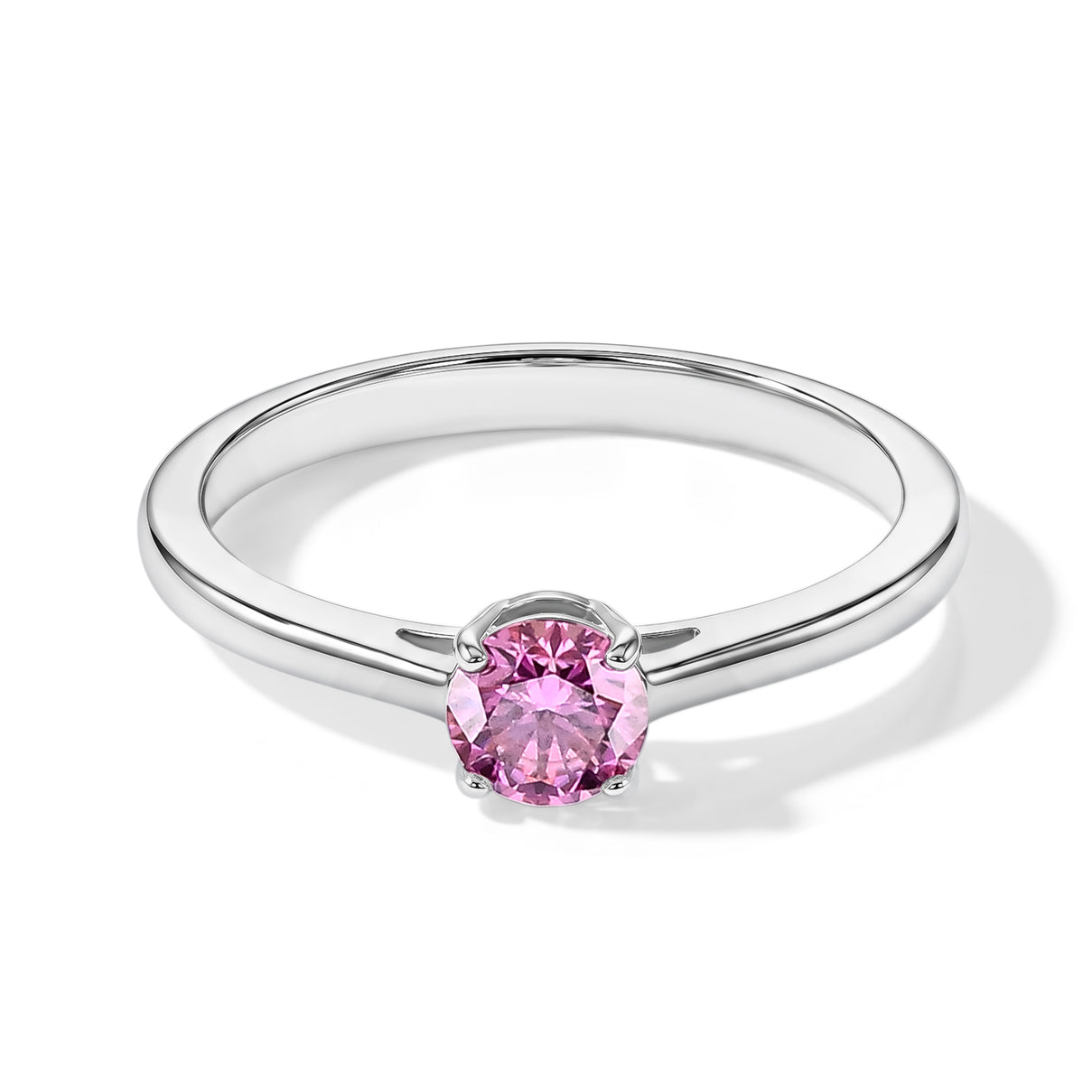 D'Joy - Pink Moissanite Solitaire Ring in Rhodium Overlay Sterling Silver V32490466 0