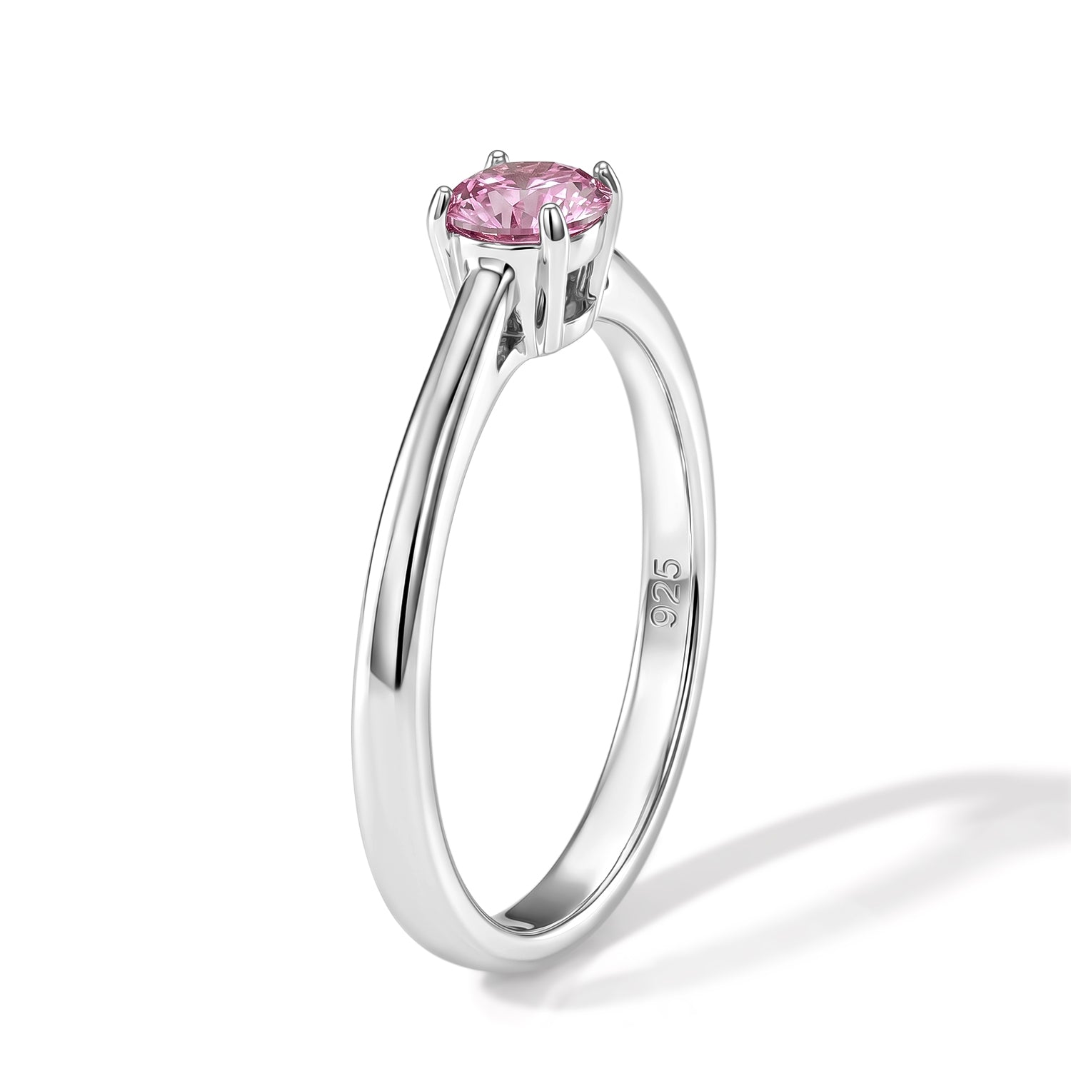 D'Joy - Pink Moissanite Solitaire Ring in Rhodium Overlay Sterling Silver V32490466 3