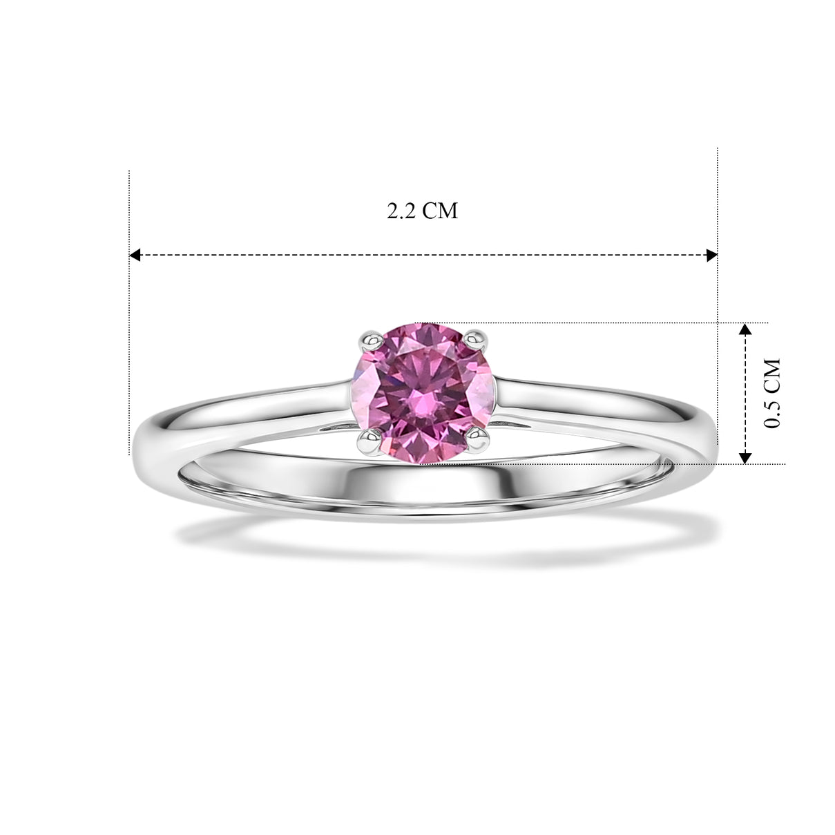 D'Joy - Pink Moissanite Solitaire Ring in Rhodium Overlay Sterling Silver V32490466 5