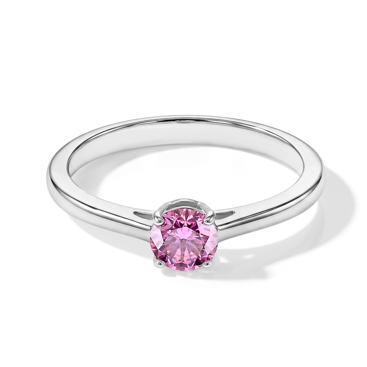 D'Joy - Pink Moissanite Solitaire Ring in Rhodium Overlay Sterling Silver V32519485 0