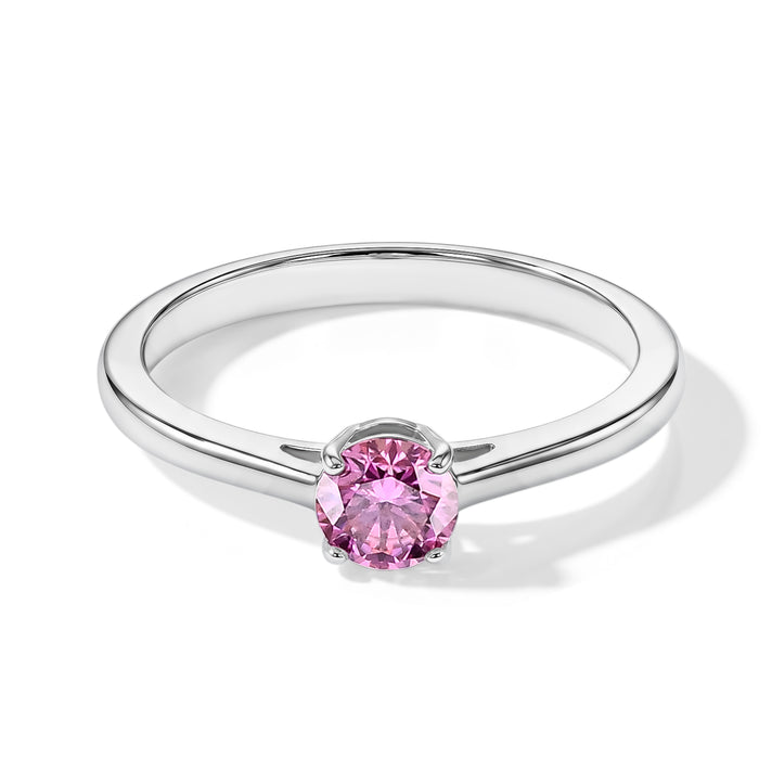 D'Joy - Pink Moissanite Solitaire Ring in Rhodium Overlay Sterling Silver V32621201 1