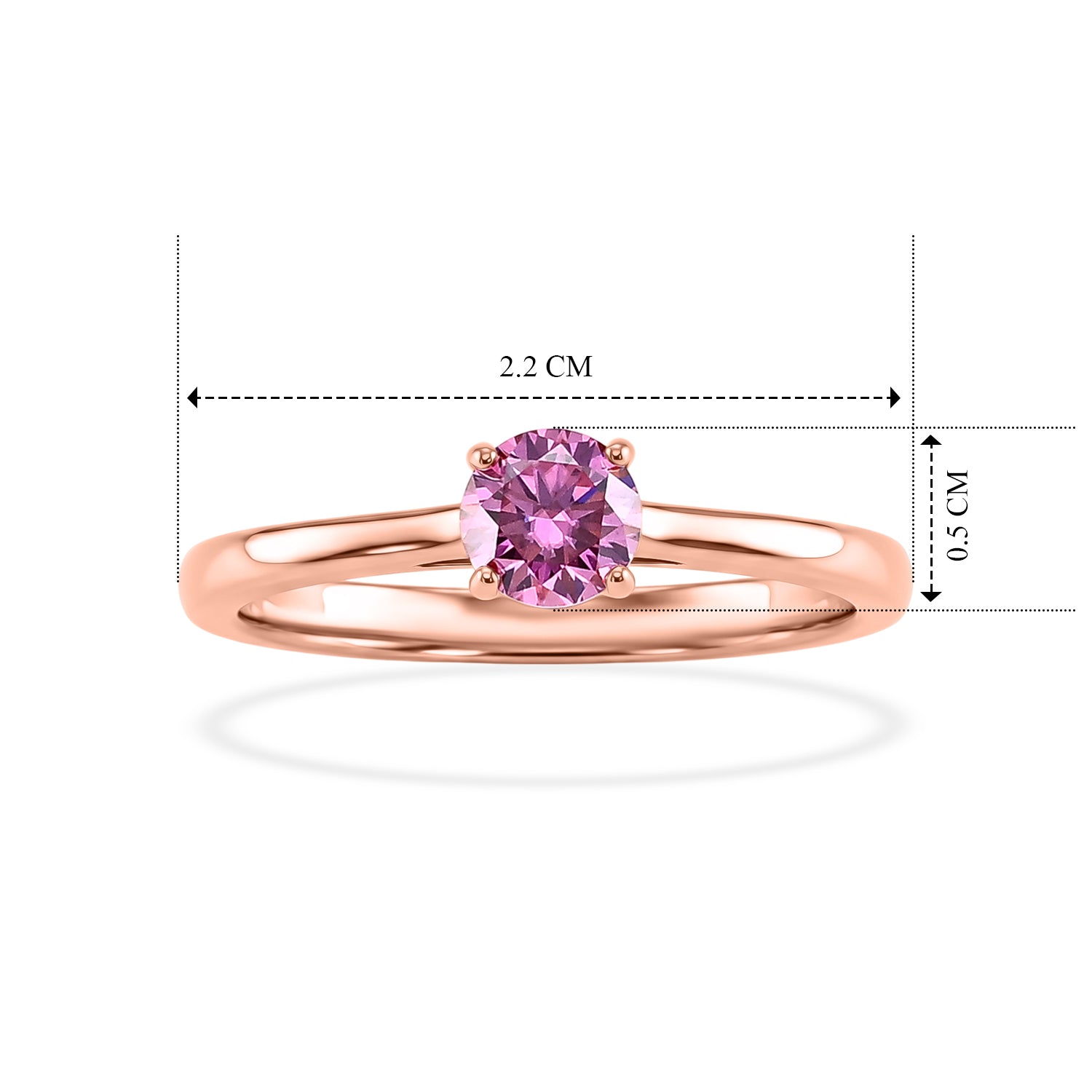 D'Joy - Pink Moissanite Solitaire Ring in Rose Gold Plated Sterling Silver V32524551 5