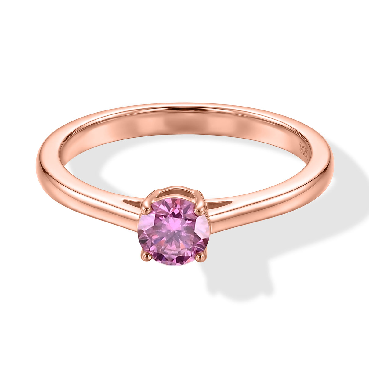 D'Joy - Pink Moissanite Solitaire Ring in Rose Gold Plated Sterling Silver V32519288 0