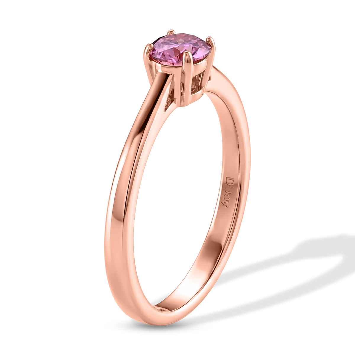 D'Joy - Pink Moissanite Solitaire Ring in Rose Gold Plated Sterling Silver V32519288 3