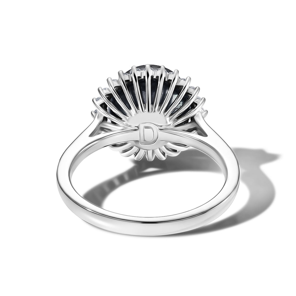 D'Joy - Tahitian Pearl (10-11mm) & Lab Grown Diamond Halo Ring in Rhodium Overlay Sterling Silver 8.10 Ct._8622316_4