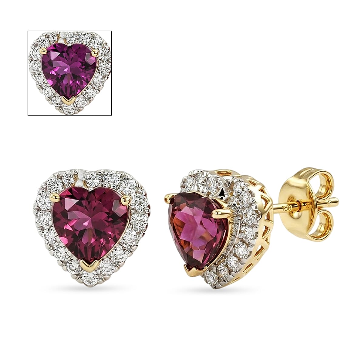 Certified and Appraised LUXURIANT AAA Colour Change Garnet, Lab Grown Diamond GH, SI Main Stone With Surrounding Stone Earring in 10K Yellow Gold, Gold Wt.2.84 Gms  2.950  Ct. 8622364 0