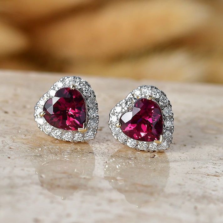 Luxuriant 10K Yellow Gold AAA Colour Change Garnet, Lab Grown Diamond GH, SI Main Stone With Surrounding Stone Earring, Gold Wt.2.84 Gms  2.950  Ct. 8622364 2