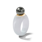 D'Joy - Tahitian Pearl (10-11mm) & Natural White Jadeite Band Ring in Yellow Gold Plated Sterling Silver 47.50 Ct._8622391_3