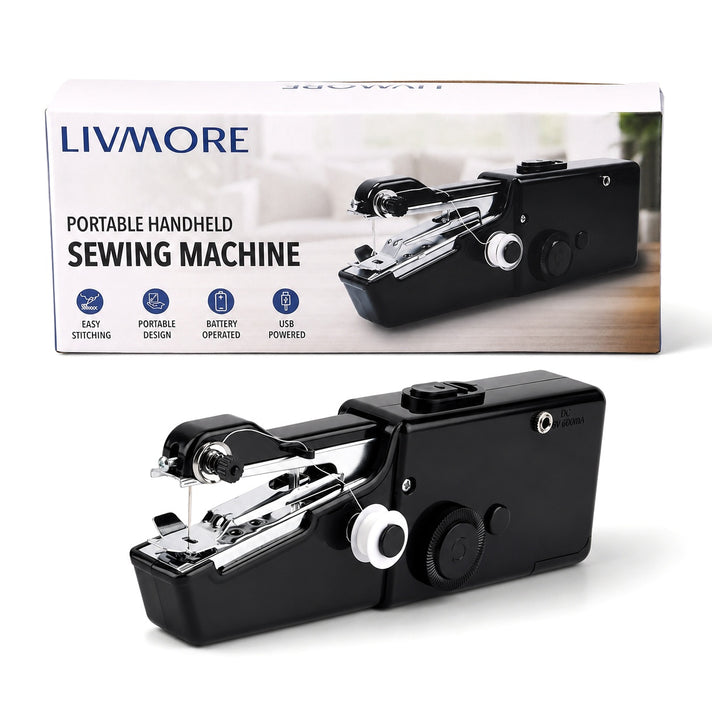 Portable Handheld Mini Electric Sewing Machine Kit with Thread &amp; Scissors Set (USB &amp; Battery Powered) 8622421 1