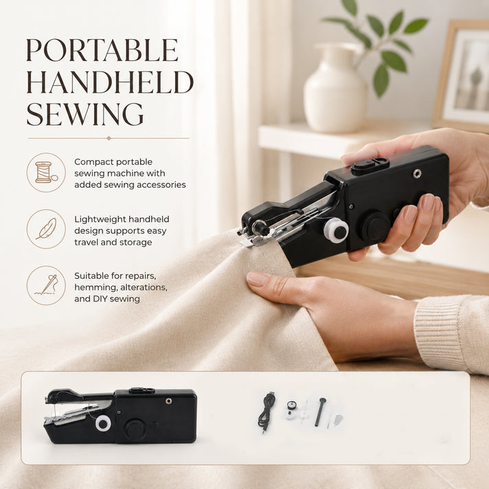 Portable Handheld Mini Electric Sewing Machine Kit with Thread &amp; Scissors Set (USB &amp; Battery Powered) 8622421 2