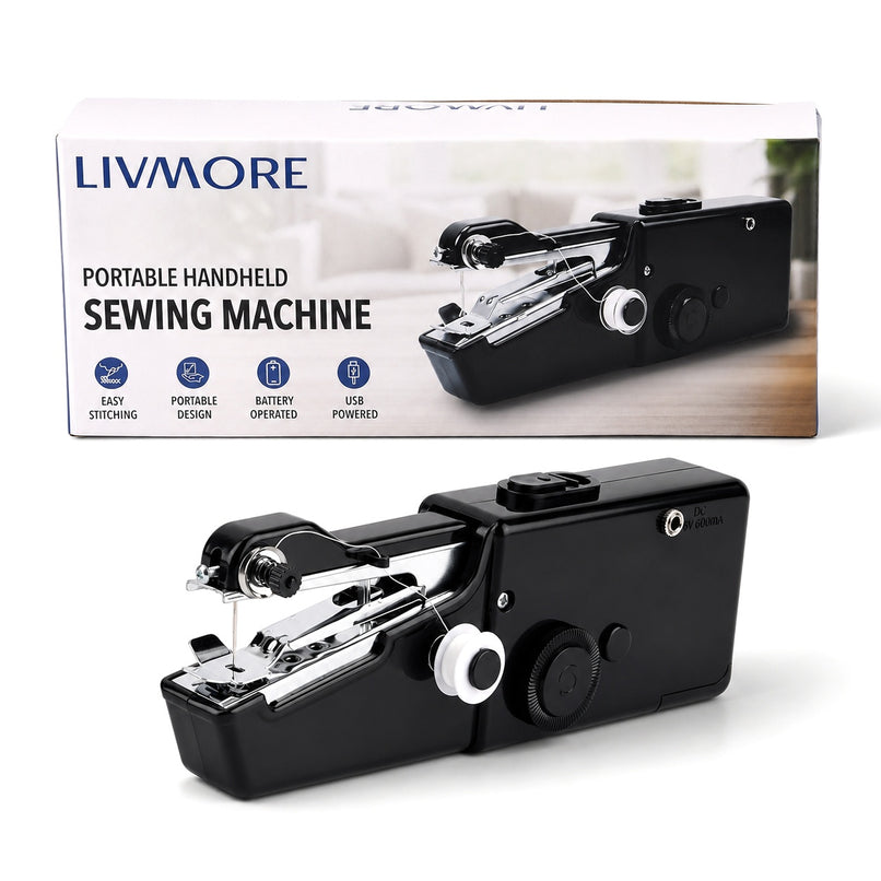 Portable Handheld Mini Electric Sewing Machine Kit with Thread & Scissors Set_8622422