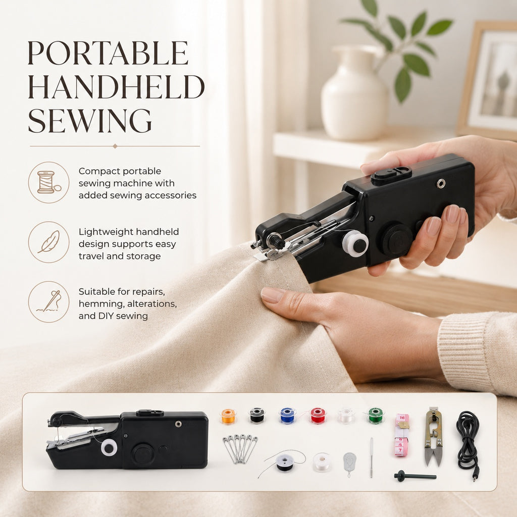 Portable Handheld Mini Electric Sewing Machine Kit with Thread & Scissors Set_8622422_1