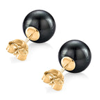 D'Joy - Tahitian Pearl (8-9mm) Stud Ball Earring with Push Back in Yellow Gold Plated Sterling Silver 8.00 Ct.