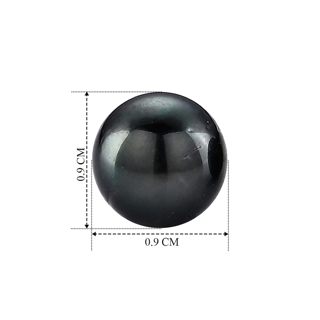 D'Joy - Tahitian Pearl (8-9mm) Stud Ball Earring with Push Back in Yellow Gold Plated Sterling Silver 8.00 Ct.