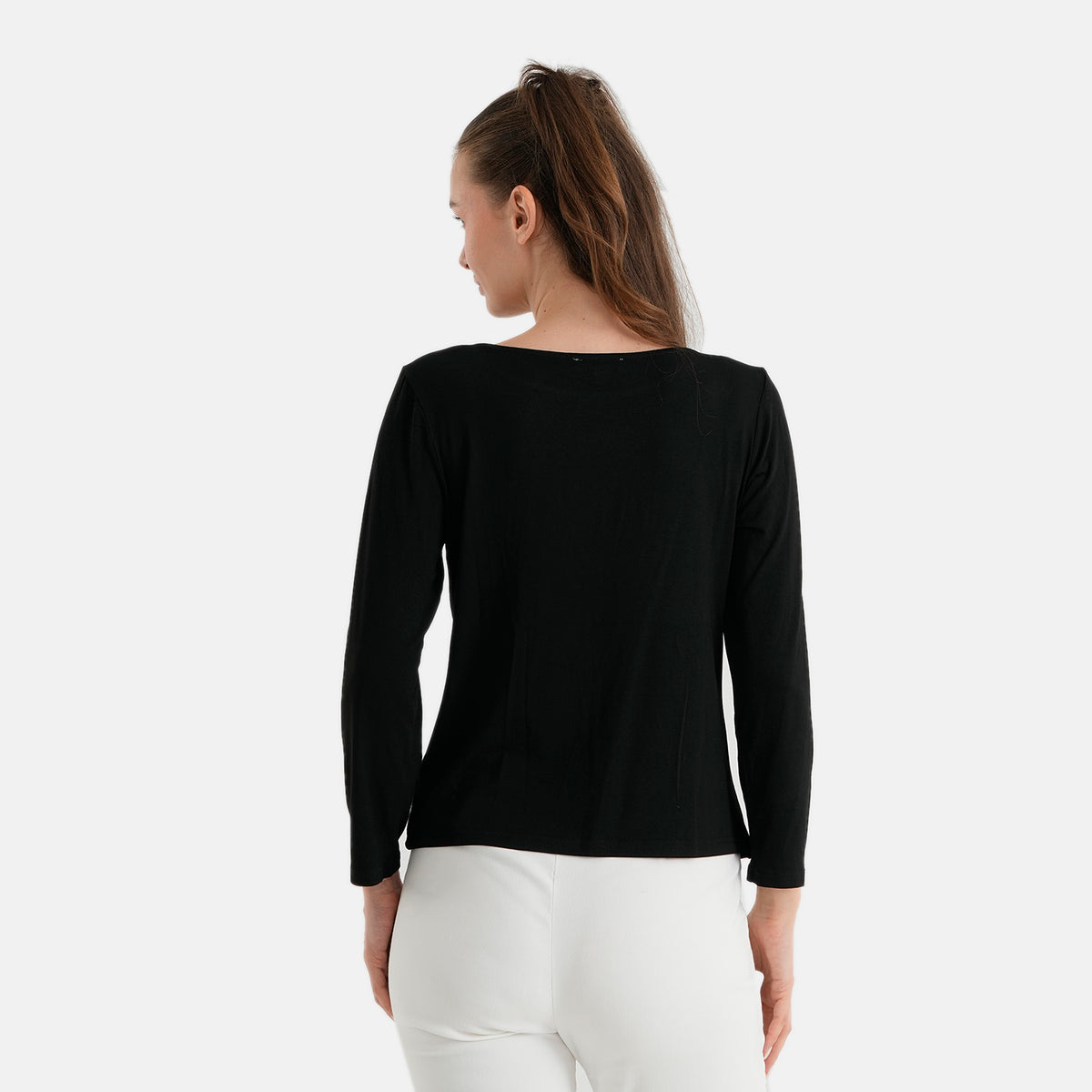 La Marey Womens Double Layer Classic Boat Neck Top (Size XL, 20-22) - Black 8622497 2
