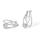 Royal Bali Collection - D'Joy Moissanite Hoop Earring with Clasp Back in Platinum Overlay Sterling Silver 1.60 Ct._8622525