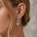 Royal Bali Collection - D'Joy Moissanite Hoop Earring with Clasp Back in Platinum Overlay Sterling Silver 1.60 Ct._8622525_1