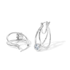 Royal Bali Collection - D'Joy Moissanite Hoop Earring with Clasp Back in Platinum Overlay Sterling Silver 1.60 Ct._8622525_3