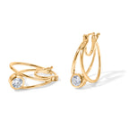 Royal Bali Collection - D'Joy Moissanite Hoop Earring with Clasp Back in Yellow Gold Plated Sterling Silver 1.60 Ct._8622526